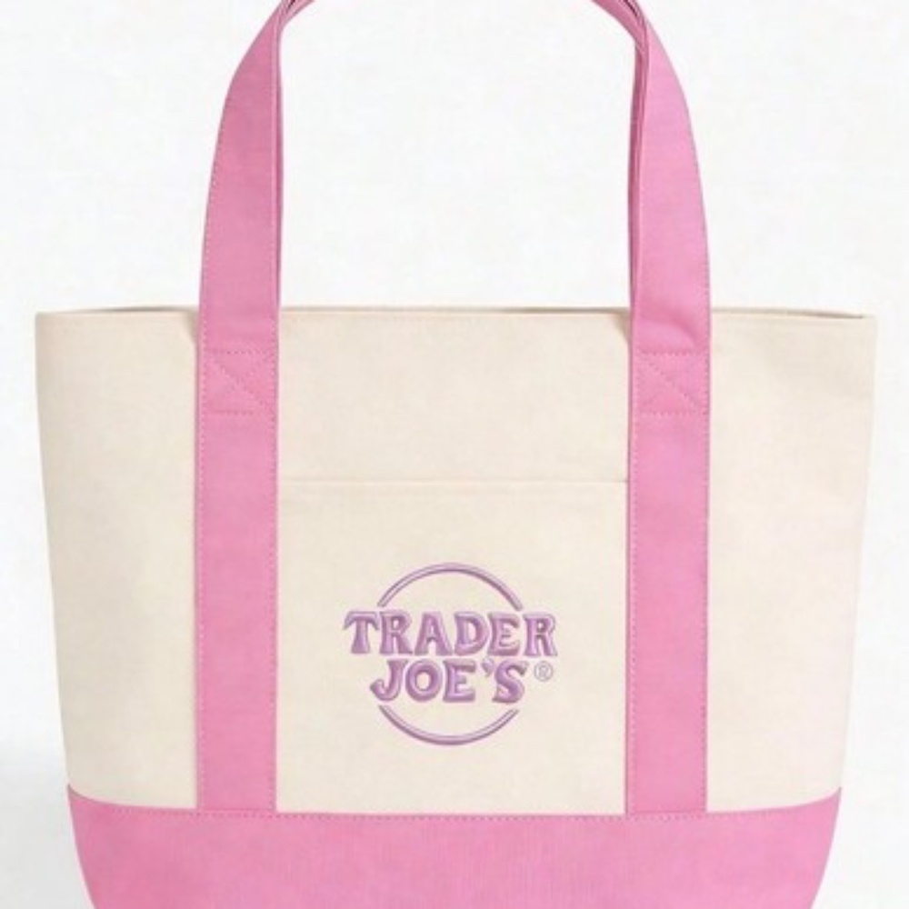 Trader Joe’s Mini Tote Bag Canvas Pastel PINK IN HAND READY TO SHIP!